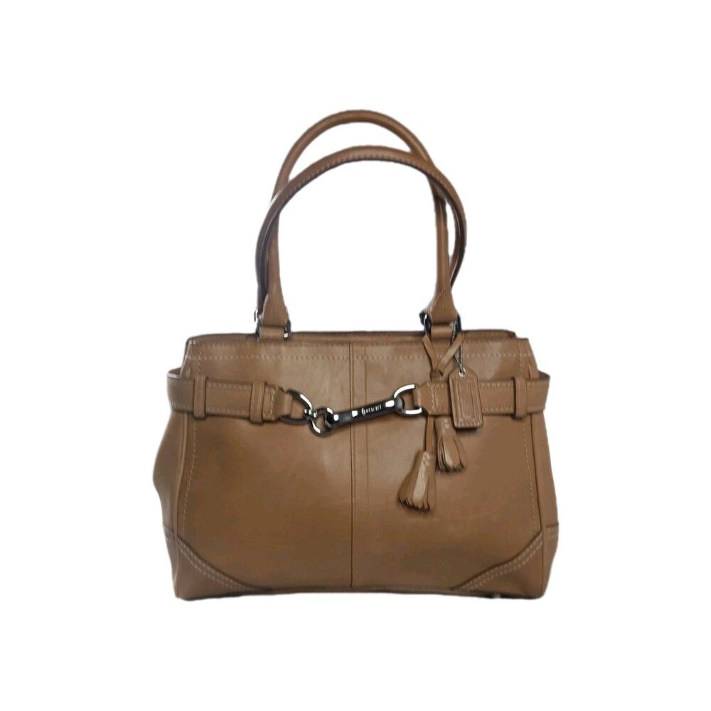 Coach Hampton F08A70 Shoulder Bag Brown Leather Tassel Belted Vintage Y2K - Picture 2 of 10